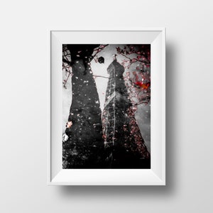 Stampa fotografica di Parigi - I riflessi della Torre Eiffel Pozza d'autunno Immagine in bianco e nero di Parigi Poster Cliché Poster Landscape Wall Decor
