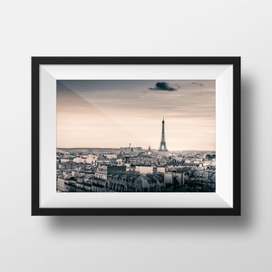 Fine ART Print of Paris  - Eiffel tower and Roofs Panorama Skyline of Paris Photo in Color Cityscape Picture France