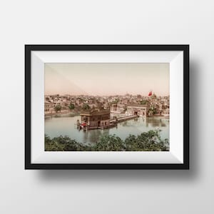 Old Photo India Amritsar Harmandir Sahib - Golden Temple Punjab Vintage Palace Poster Photography Retro Wall Art Sikhs