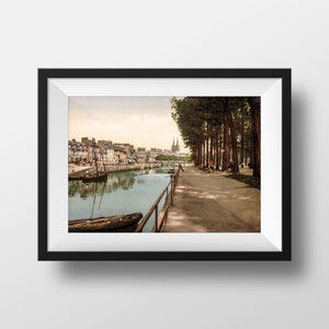 Foto antigua Bretaña Quimper - Les Quais de l'Odet cartel Vintage cartel fotografía Retro Finistére souvenir decoración Murale France