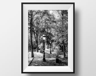 Photo Print of Paris Montmartre Stairs - Old Paris Image of the Butte Black and White Photography Poster Wall Art