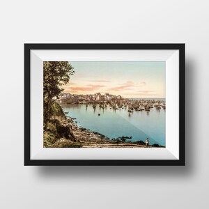 Foto antiga Brittany Douarnenez-A Baía O Porto Poster Vintage Retro Fotografia Poster Finistère Lembrança Decoração de Parede França