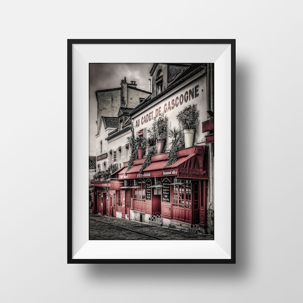 Tirage Photo de Paris Montmartre Place Du Tertre – Restaurant Au Cadet de Gascogne Image en Couleur Affiche Poster Décoration Murale