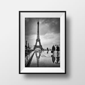 Photo Print Paris - The Eiffel Tower Trocadero Black and White Art Poster Landscape Wall Art