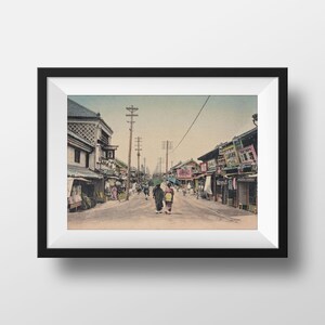 Stare zdjęcie Japonia - Scena uliczna w Jokohamie 1900 Plakat w stylu vintage Fotografia retro Dekoracja ścienna
