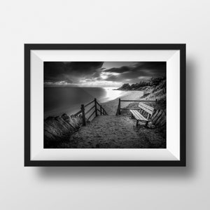 Foto Bretagne Schwarz und Weiß - Finistère Rand des Meeres Bild Fotografie Landschaft BankBank Sonnenuntergang Sonnenuntergang Poster Dekoration