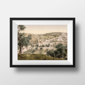 Ancient Jerusalem Photo The Mount of Olives - Vintage Poster Retro Photography Wall Art 1900