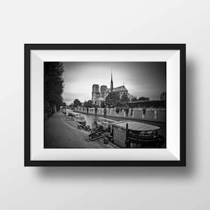 Fine ART Print of Paris  - Cathedral Notre Dame de Paris Black and White Photography Cityscape Street View Picture Poster France