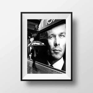 Fine Art Print of London - Man with Umbrella Walking in the Street Black and White image Street View Shot Picture Wall Art Poster