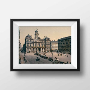 Old Photo Lyon Place des Terreaux - Vintage Poster Retro Photography Souvenir Wall Art Home Decor