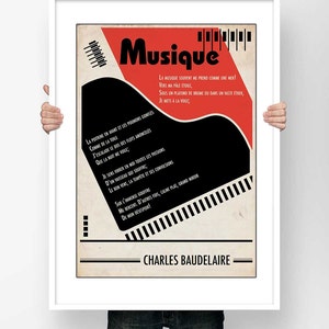 Poster Poem Charles Baudelaire The Music - Poster Typography French Poetry Modern Illustration Bauhaus Literary Photo Print Wall Art