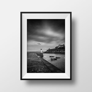 Fotografía de Bretaña - Pointe du Raz Finistère Seaside Ocean Image Fotografía de paisajes en blanco y negro Decoración de carteles de rocas
