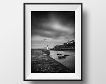 Photo Bretagne Douarnenez – Tréboul Digue du birou Image Noir et Blanc Photographie Paysage Bord de Mer Affiche Poster Décoration Murale