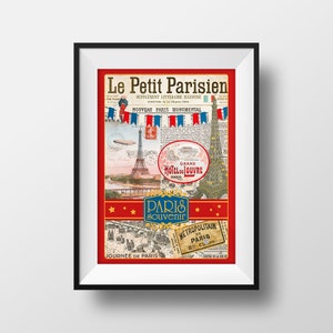 Poster Voyage Paris - Poster Vintage Illustration Le Petit Parisien Paris Retro Vintage France Souvenir Murale Decoration