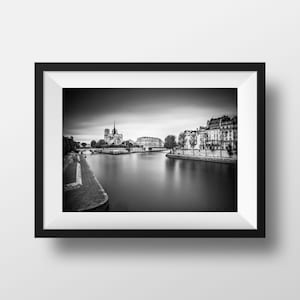 Fine ART Print of Paris  - Cathedral Notre Dame de Paris Black and White Photography Cityscape Street View Picture Poster France