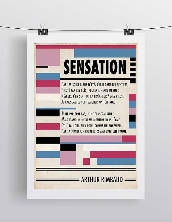 Poster Poetry Arthur Rimbaud Sensation Print Poster French Etsy