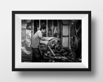 Tokyo Photo Fine Art Print - Japan Black and White Fish Market Craft Cutler Tsukiji Street View Photography Picture Poster Wall Art
