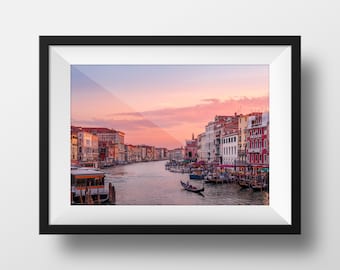 Venice Photo Prints - Grand Canal Landscape Sunset Colors Wall Art Poster Gondola Photography Home Decor