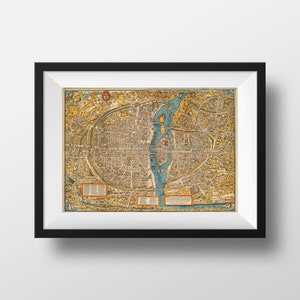 Print Reproduction Old Paris Plan Truschet et Hoyau 1553