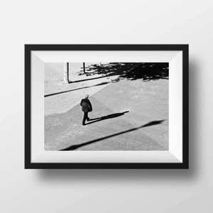 Fine ART Print of Paris  - Parisian Walking on Ile Saint-Louis Photo in Black and White Street View Picture Poster France