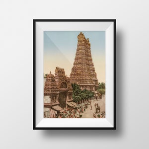 Ancient India Photo Gopuram Srirangam - Temple Tamil Nadu South India Vintage Palace Poster Photography Retro Wall Art