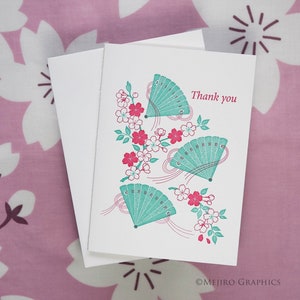 Gracias tarjeta tipográfica japonesa / Fans y Sakura