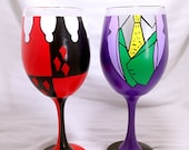 Vixen And Villain Inspired Hand Painted Wine Glasses.