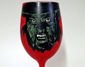 Horror Movie Villain inspired hand painted wine glass.