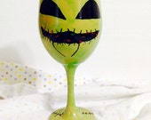 Glow in the Dark Oogie Boogie Inspired Hand Painted Wine Glass.