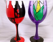 Vixen And Villain Inspired Hand Painted Wine Glasses.