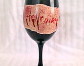 Horror Movie Logo inspired hand painted wine glass.