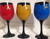 Sci fi Series set of 3 inspired hand painted wine glasses.