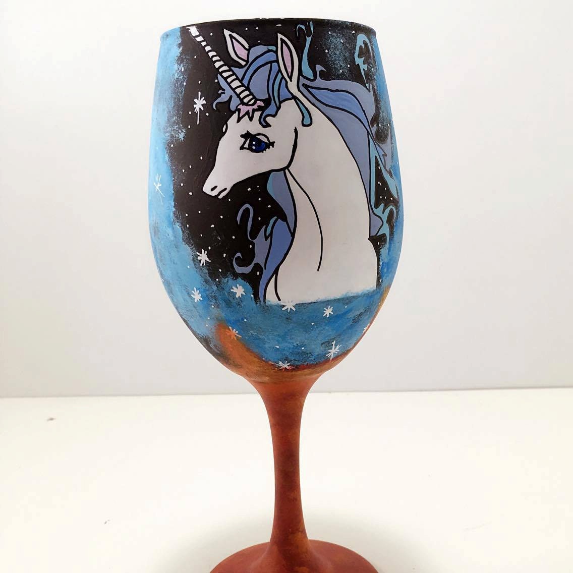 Verre à Vin Licorne Avec Perles Et Paillettes - Modèle Original Or/or