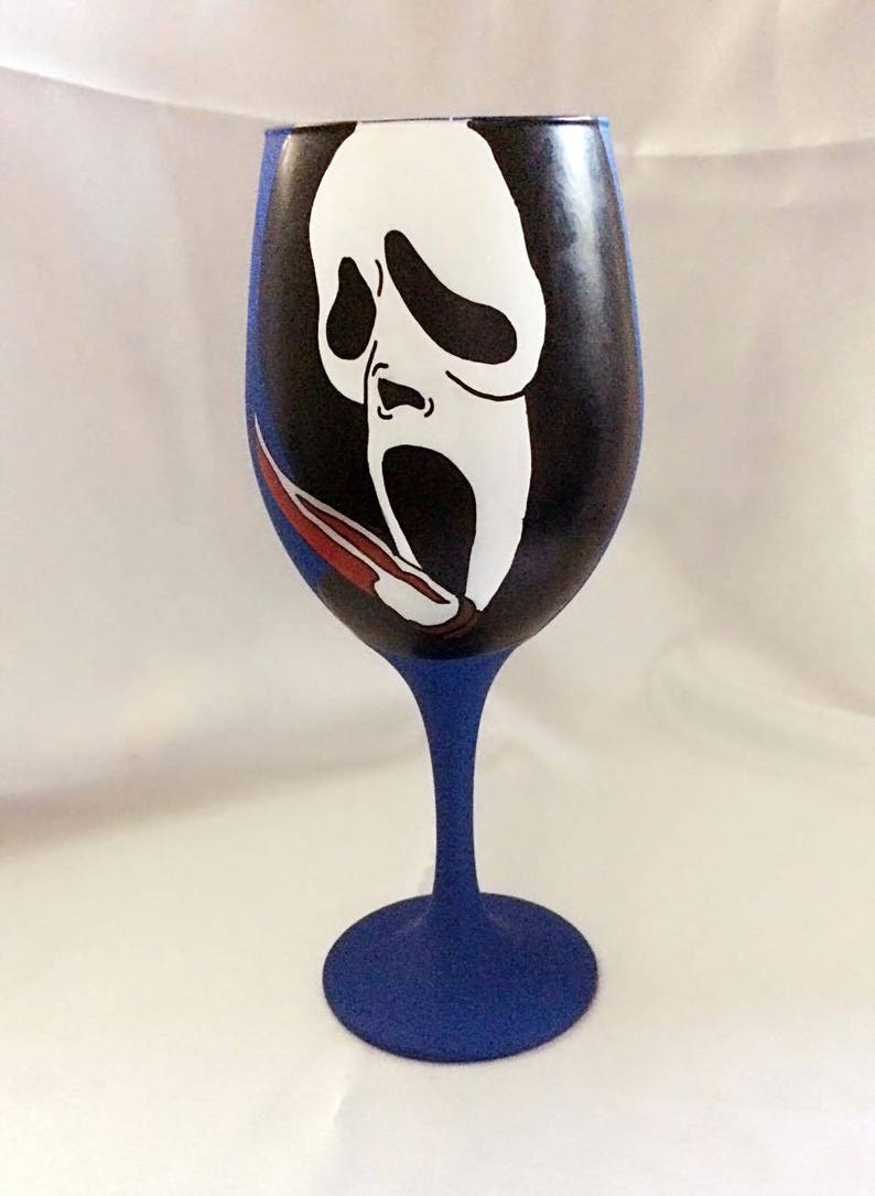 Horror Villain Inspired Hand Painted Wine Glass
