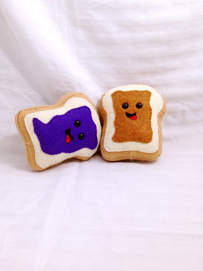 Kawaii Peanut Butter and Jelly Toast Plush Set Etsy