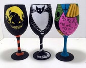 Nightmare Movie inspired hand painted wine glasses.
