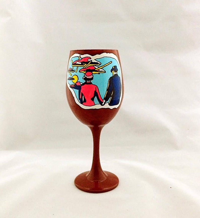 The Handbook Inspired Hand Painted Wine Glass