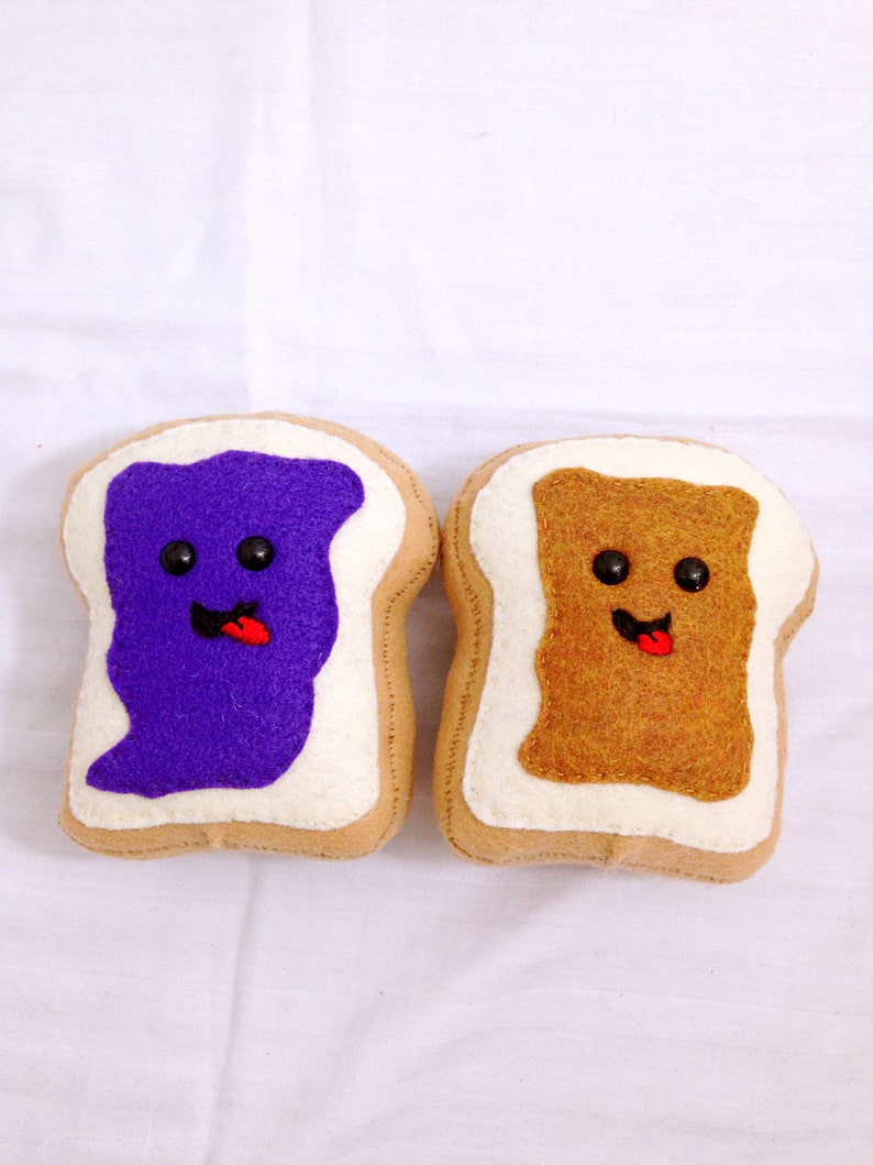 Kawaii Peanut Butter and Jelly Toast Plush Set Etsy