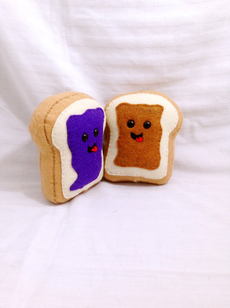 Kawaii Peanut Butter and Jelly Toast Plush Set Etsy