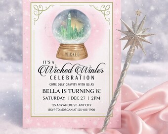Wicked Winter Birthday Invitation - Editable Girl Witch Party Invite