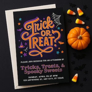 Editable Trick or Treat Halloween Party Invitation: Spooky Template (Instant Download, 5x7 in