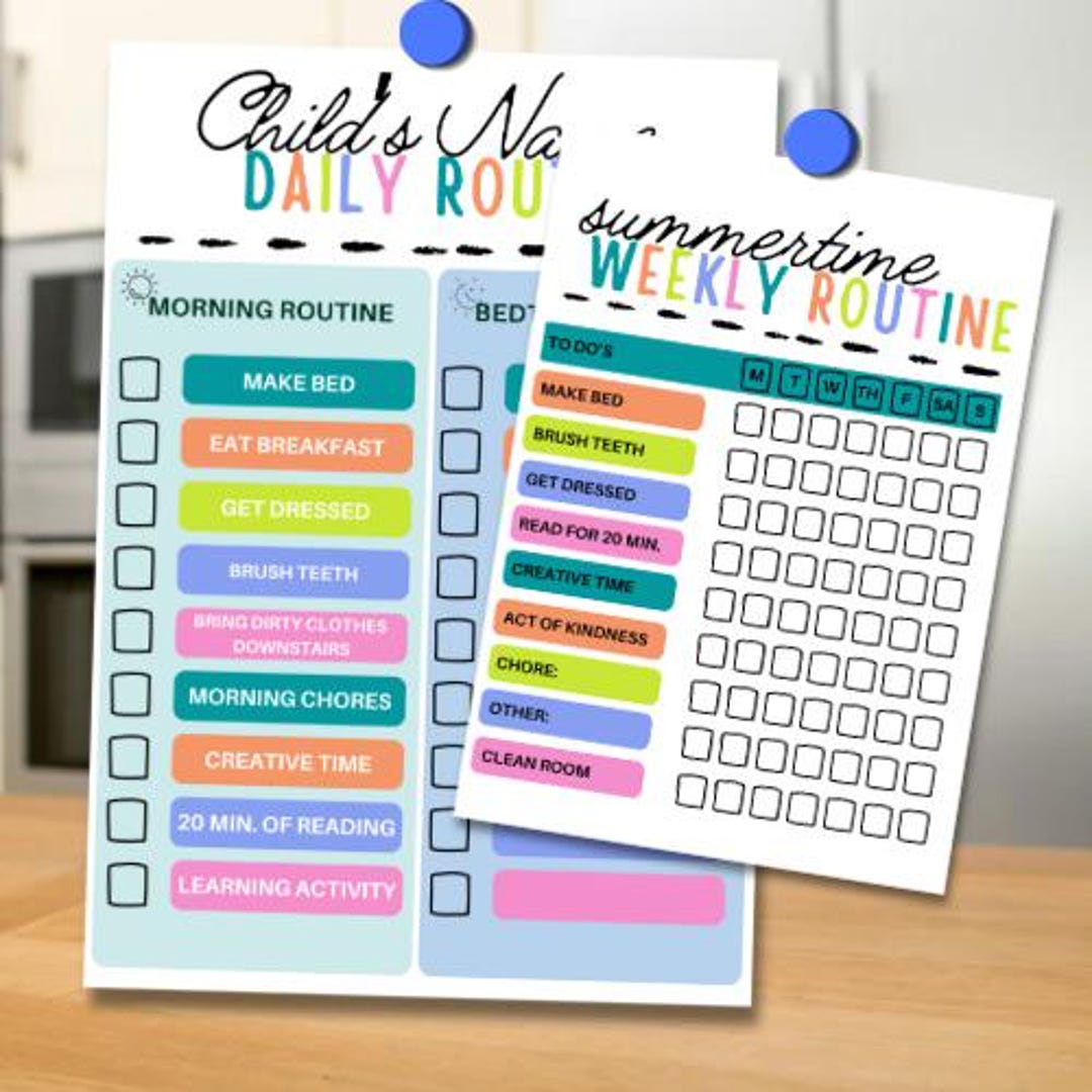 Weekly Routine Chart.pdf Kids Daily & Weekly Routine Chart: Editable Checklist (PDF Download) - Etsy