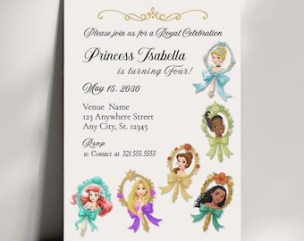 Princess Birthday Invitation, Editable Canva, Royal Party Invite (Digital Download)