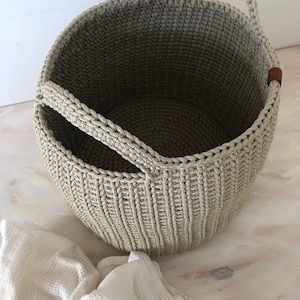 Crochet Basket, Storing Basket, Large Crochet Basket Storage, Natural Linen Basket, Laundry Basket, Nursery Basket, Home Decor, Crocheted image 4