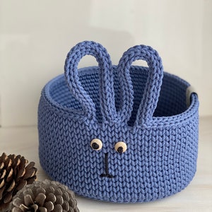 Crochet bunny basket, Crochet basket, Storage baskets, Nursery storage, Toys storage basket image 3