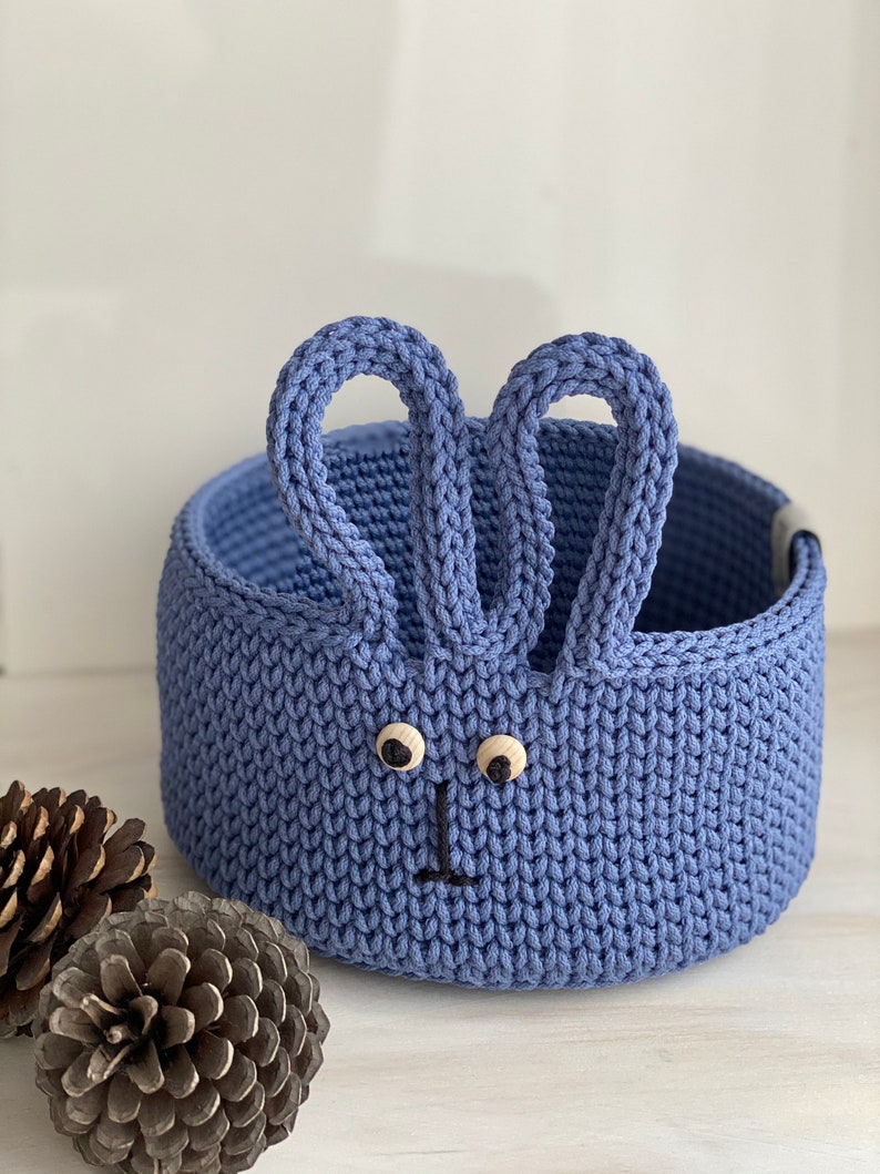 Crochet bunny basket, Crochet basket, Storage baskets, Nursery storage, Toys storage basket image 3