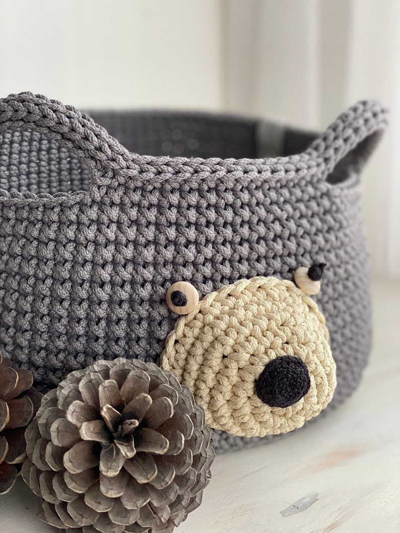 Bear Basket, Crochet Bear Basket, Animal Basket, Nursery Decor Etsy