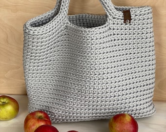 Crochet tote bag, Handmade Tote Bag, Top handle bag, Scandinavian Style Crochet Tote Bag, Crochet Handbag, Handbag, Shopper Bag