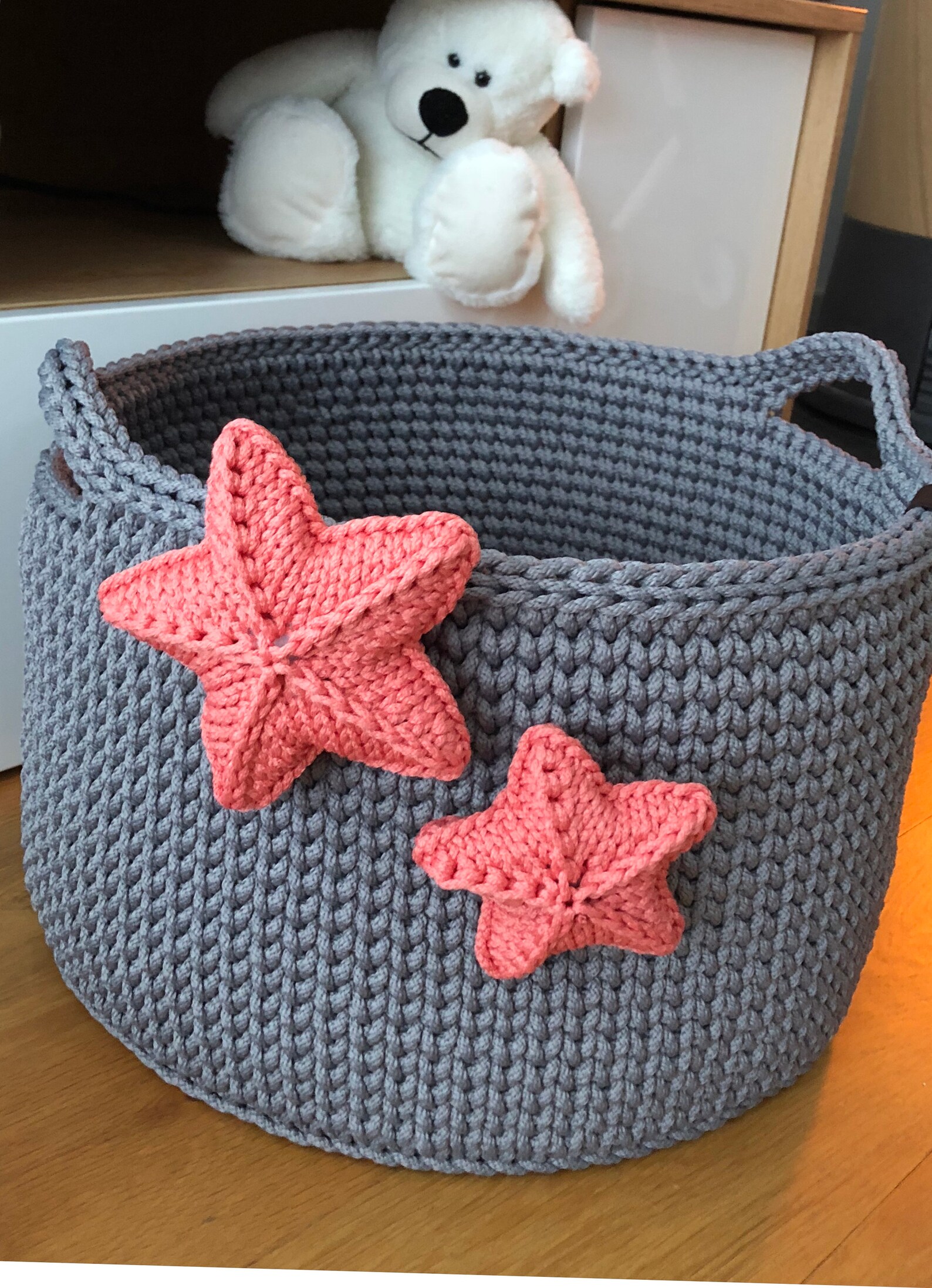 Crochet Basket Handles Storage Basket Handmade Basket Home Etsy