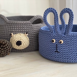 Crochet bunny basket, Crochet basket, Storage baskets, Nursery storage, Toys storage basket image 7